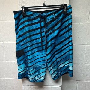 Burnside Black and Blue Board Shorts. Size 34